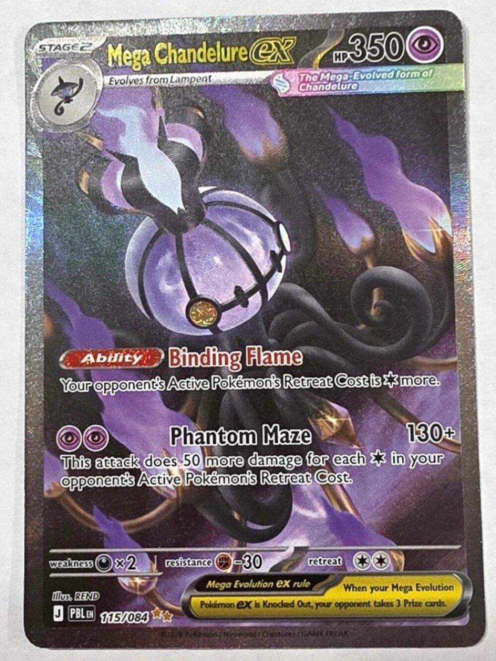 Pokemon TCG Mega Chandelure EX 115/084 Phantom Forces Full Art Holo UR EN